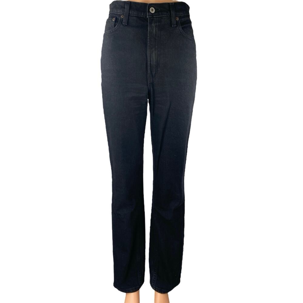 Abercrombie & Fitch 90's Straight Black Ultra High Rise Denim Jeans Pants Sz 25